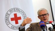 Christoph Harnisch, head of International Committee of the Red Cross (ICRC) delegation in Colombia, speaks during a news conference in Bogota, Colombia March 28, 2019. Reuters/Luisa Gonzalez