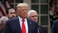 WASHINGTON, DC, USA - MARCH 13: US President Donald J. Trump declares a national emergency due to the COVID-19 coronavirus pandemic, in the Rose Garden of the White House, in Washington, DC, United States on March 13, 2020. ( Yasin Öztürk - Anadolu Agency