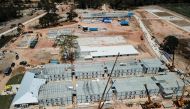 An aerial view of the works in progress of an emergency hospital at a Galang Island to prevent the spread of coronavirus disease (COVID-19) in Batam  Antara Foto/Bobby via REUTERS