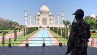 A Central Industrial Security Force (CISF) personnel stands guard inside the empty premises of the historic Taj Mahal during a 21-day nationwide lockdown to slow the spreading of the coronavirus disease (COVID-19), in Agra, India, April 2, 2020. Reuters/S
