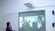 Students of MES Indian School attending an e-learning session. 
