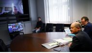 German Finance Minister Olaf Scholz awaits the start of the video conference of the G20 finance ministers and central bank governors in his ministry in Berlin, Germany, April 15, 2020. REUTERS/Hannibal Hanschke