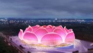 A rendering of Guangzhou Evergrande's new 100,000-seat soccer stadium in Guangzhou, Guangdong province, China is seen in this handout provided to Reuters on April 22, 2020. Evergrande Group/Handout via REUTERS