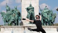 Hungarian ballet dancer Zsolt Kovacs performs a choreographic piece he has designed for the 'coronavirus melody', a musical composition created by MIT scientists from a model of the protein structure of SARS-CoV-2, during the coronavirus disease (COVID-19