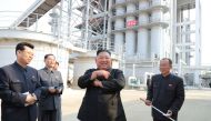North Korean leader Kim Jong Un attends the completion of a fertiliser plant, in a region north of the capital, Pyongyang, in this image released by North Korea's Korean Central News Agency (KCNA) on May 2, 2020. KCNA/via REUTERS
