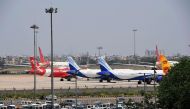 In this file photo taken on May 8, 2020 airplanes are seen at the Indira Gandhi International airport apron during a government-imposed nationwide lockdown as a preventive measure against the COVID-19 coronavirus, in New Delhi.AFP / Prakash SINGH