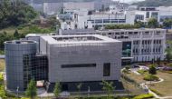 TOPSHOT - An aerial view shows the P4 laboratory at the Wuhan Institute of Virology in Wuhan in China's central Hubei province on April 17, 2020. / AFP / Hector RETAMAL