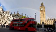 FILE PHOTO: A rainbow is seen behind the Big Ben clock tower, at the Houses of Parliament in central London, Britain, October 16, 2016. REUTERS/Hannah McKay/File Photo
