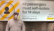 US producer Jon Landau poses in front of a sign stating 