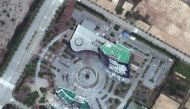 This handout satellite image released by Maxar Technologies shows the close up view of north_south joint liaison office and administration building , on June 22, 2020, after it was intentionally destroyed by explosives set by North Korean forces on the af