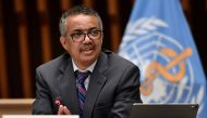 World Health Organization (WHO) Director-General Tedros Adhanom Ghebreyesus attends a news conference organized by Geneva Association of United Nations Correspondents (ACANU) amid the COVID-19 outbreak, caused by the novel coronavirus, at the WHO headquar