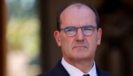 French Prime Minister Jean Castex looks on after signing the wage agreements as part of the 'Segur de la Sante' (general talks on Health reforms) aimed at improving working conditions, salaries and patient care in the medical sector, at the Hotel Matignon
