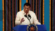 FILE PHOTO: Philippine President Rodrigo Duterte gestures during his fourth State of the Nation Address at the Philippine Congress in Quezon City, Metro Manila, Philippines July 22, 2019. REUTERS/Eloisa Lopez/File Photo