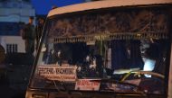 A picture shows bullets holes in the windscreen of a seized bus after police freed all hostages from a bus and arrested the armed man who held them for over 12 hours in the city of Lutsk, some 400 kilometres (250 miles) from the capital Kiev, on July 21, 