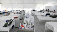 A nurse works inside a field hospital builtÊon a soccer stadium in Machakos, as the number of confirmed coronavirus disease (COVID-19) cases continues to rise in Kenya, July 23, 2020. Picture taken July 23, 2020.REUTERS/Baz Ratner
