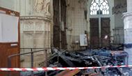 FILE PHOTO: A view of debris caused by a fire inside the Cathedral of Saint Pierre and Saint Paul in Nantes, France, July 18, 2020. REUTERS/Stephane Mahe/File Photo