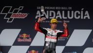 MotoGP - Andalucia Grand Prix - Circuito de Jerez, Jerez, Spain - July 26, 2020 Honda's Tatsuki Suzuki celebrates winning the Moto3 race REUTERS/Jon Nazca