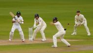 Cricket - First Test - England v Pakistan - Emirates Old Trafford, Manchester, Britain - August 5, 2020 Pakistan's Babar Azam in action, as play resumes behind closed doors following the outbreak of the coronavirus disease (COVID-19) REUTERS/Lee Smith/Poo