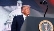 U.S. President Donald Trump arrives to speak at the 2020 Council for National Policy meeting in Arlington, Virginia, U.S., August 21, 2020. REUTERS/Tom Brenner
