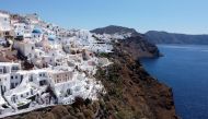 FILE PHOTO: A view general of Oia, following the coronavirus disease (COVID-19) outbreak, on the island of Santorini, Greece, May 8, 2020. Picture was taken with a drone. REUTERS/Alkis Konstantinidis
