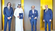 FROM LEFT: Massimiliano Montanari, CEO at ICSS; Mohammed Hanzab, Chairman at ICSS; Dr. R Seetharaman, CEO at Doha Bank; and Slim Bouker, Head of Private Banking at Doha Bank, in Doha recently. 
