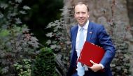 Britain's Health Secretary Matt Hancock reacts as he arrives at 10 Downing Street in central London on September 3, 2020. AFP / Tolga Akmen 