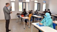 Students attend the first day of classes amid measures put in place by Moroccan authorities in bid to stop the spread of Covid-19, in the city of Sale on September 7, 2020. Morocco has seen a spike in coronavirus cases in recent weeks. It recorded 2,234 n