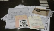 The documents of a suspected British agent called James Bond are pictured at Institute of National Remembrance (IPN) in WARSAW, Poland, September 23, 2020. REUTERS/Kacper Pempel
