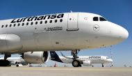 FILE PHOTO: Two Airbus A320neo airplanes of German carrier Lufthansa are parked as air traffic is affected by the spread of the coronavirus disease (COVID-19), in Frankfurt, Germany, March 23, 2020. Arne Dedert/Pool via REUTERS/File Photo
