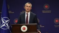 NATO Secretary General Jens Stoltenberg holds a joint press conference with Turkish Foreign Minister after their meeting at the Foreign Ministry building in Ankara, on October 05, 2020. / AFP / Adem ALTAN