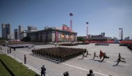 (FILES) In a file photo taken on September 9, 2018 Korean People's Army (KPA) soldiers march during a military parade and mass rally on Kim Il Sung square in Pyongyang. / AFP / Ed JONES / 