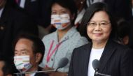 Taiwan President Tsai Ing-wen delivers a speech during National Day celebrations in front of the Presidential Building in Taipei, Taiwan, October 10, 2020. REUTERS/Ann Wang