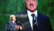 FILE PHOTO: Belarusian President Alexander Lukashenko speaks at an event in Minsk, Belarus, September 17, 2020. Tut.By via REUTERS