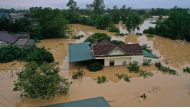 A general view of a flooded village in Quang Tri province, Vietnam October 18, 2020. Best quality available. Ho Cau/VNA via REUTERS 