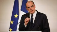 French Prime Minister Jean Castex delivers a speech during a press conference, at the Hotel Matignon, in Paris, on October 22, 2020, announcing the changeover of several departments to 