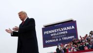 U.S. President Donald Trump holds a campaign event, in Lititz, Pennsylvania, U.S., October 26, 2020. REUTERS/Leah Millis

