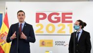 Spanish Prime Minister Pedro Sanchez and Spanish second Deputy Prime Minister Pablo Iglesias attend a presentation of the 2021 draft budget at Moncloa Palace in Madrid, Spain, October 27, 2020. Moncloa Palace/Borja Puig de la Bellacasa/Handout via REUTERS