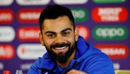 FILE PHOTO: Cricket - ICC Cricket World Cup Semi Final - India Press Conference - Old Trafford, Manchester, Britain - July 8, 2019 Virat Kohli during the press conference Action Images via Reuters/Jason Cairnduff/File Photo
