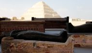 Sarcophaguses that are around 2500 years old, from the newly discovered burial site near Egypt's Saqqara necropolis, are seen during a presentation in Giza, Egypt November 14, 2020. REUTERS/Mohamed Abd El Ghany