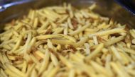 Chips are seen at Hawksmoor, Seven Dials on the opening day of 