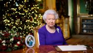 Britain's Queen Elizabeth II records her annual Christmas broadcast in Windsor Castle in England, on December 24, 2020. (Victoria Jones/ Reuters/File Photo)