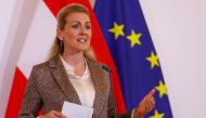 FILE PHOTO: Austrian Family Minister Christine Aschbacher talks to the media during the coronavirus disease (COVID-19) outbreak in Vienna, Austria, June 15, 2020. REUTERS/Leonhard Foeger/File Photo
