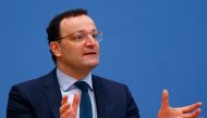 German Health Minister Jens Spahn speaks during a news conference, amid the spread of the coronavirus disease (COVID-19), in Berlin, Germany, January 22, 2021. REUTERS/Fabrizio Bensch/Pool