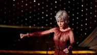FILE PHOTO: Jane Fonda says goodnight after presenting the Best Picture award at the 92nd Academy Awards in Hollywood, Los Angeles, California, U.S., February 9, 2020. REUTERS/Mario Anzuoni/File Photo
