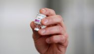 FILE PHOTO: A vial of the Oxford-AstraZeneca COVID-19 vaccine is pictured at Basingstoke Fire Station, in Basingstoke, Britain February 4, 2021. REUTERS/Peter Cziborra/File Photo

