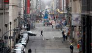A general view shows an almost empty Friedrichstrasse boulevard, one of the city's best known shopping zones, during lockdown amid the coronavirus disease (COVID-19) pandemic, in Berlin, Germany, February 5, 2021. REUTERS/Fabrizio Bensch