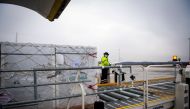 A shipment of Chinese Sinopharm's coronavirus disease (COVID-19) vaccine arrives at Budapest Airport, Hungary, February 16, 2021. Ministry of Foreign Affairs and Trade (KKM)/Handout via REUTERS