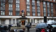 Members of the media gather outside King Edward VII's Hospital, where Britain's Prince Philip was admitted, in London, Britain, February 17, 2021. REUTERS/Hannah McKay