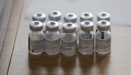 Vials of the Pfizer-BioNTech vaccine against the coronavirus disease (COVID-19) are seen during a mass vaccination rollout in Ronda, Spain February 11, 2021. REUTERS/Jon Nazca
