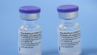 Vials of the Pfizer-BioNTech vaccine are pictured in a vaccination centre in Geneva, Switzerland, February 3, 2021. Reuters/Denis Balibouse/File Photo